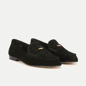 New Veronica Beard Suede Coin Penny Loafer Black Sz 8